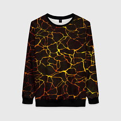 Свитшот женский Растресканная поверхность магмы, цвет: 3D-черный
