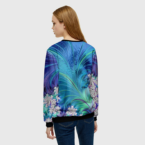 Женский свитшот Авангардная фрактальная композиция / 3D-Черный – фото 4