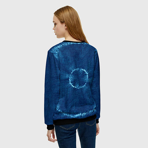 Женский свитшот Знак Близнецы на фоне тай-дай / 3D-Черный – фото 4