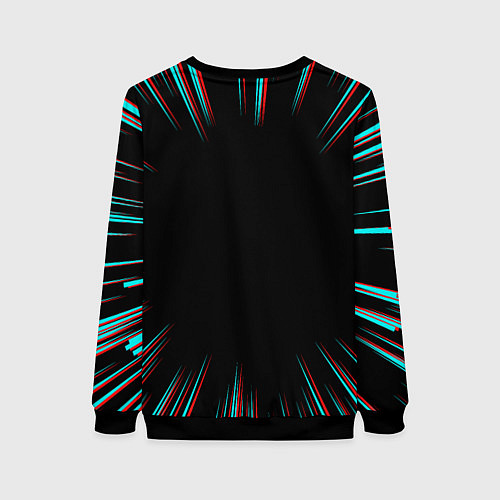 Женский свитшот Символ One Piece в стиле glitch на темном фоне / 3D-Черный – фото 2