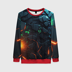 Свитшот женский Абстракция объемные плиты, цвет: 3D-красный
