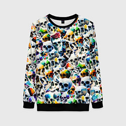 Свитшот женский Акварельные черепа, цвет: 3D-черный