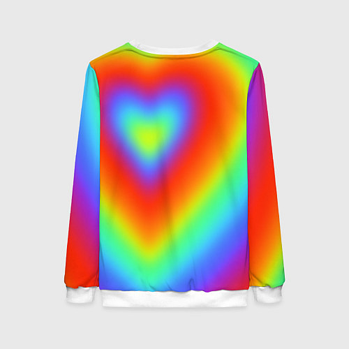 Женский свитшот Сердце - радужный градиент / 3D-Белый – фото 2
