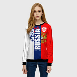 Свитшот женский Russia national team: white blue red, цвет: 3D-черный — фото 2