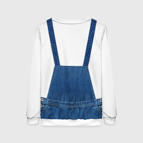 Женский свитшот Котенок в кармане комбинезона / 3D-Белый – фото 2