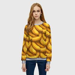 Свитшот женский Сочная текстура из бананов, цвет: 3D-меланж — фото 2