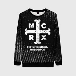 Женский свитшот My Chemical Romance с потертостями на темном фоне