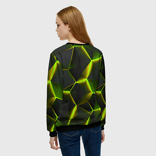 Женский свитшот Разлом неоновых плит / 3D-Черный – фото 4