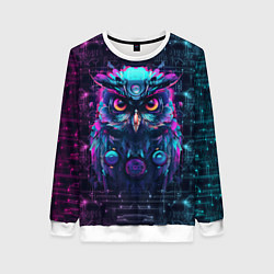 Свитшот женский Сова в стиле киберпанк, цвет: 3D-белый