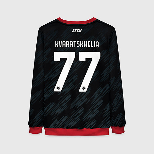 Женский свитшот Хвича Кварацхелия Наполи форма третья / 3D-Красный – фото 2