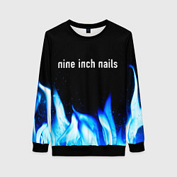 Свитшот женский Nine Inch Nails blue fire, цвет: 3D-черный