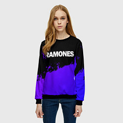 Свитшот женский Ramones purple grunge, цвет: 3D-черный — фото 2