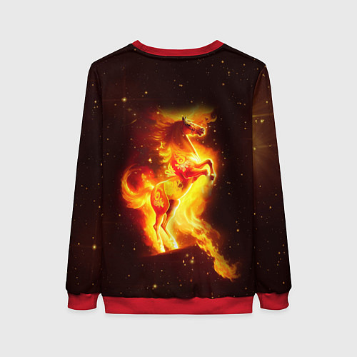 Женский свитшот Пылающий фантастический конь / 3D-Красный – фото 2