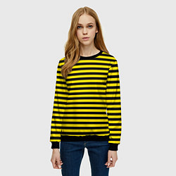 Свитшот женский Черно-желтые осиные полосы, цвет: 3D-черный — фото 2