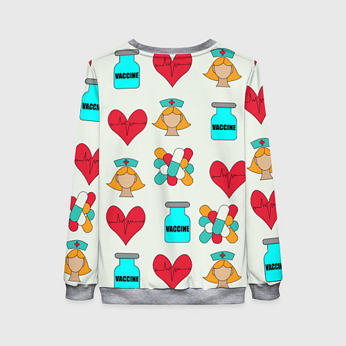 Женский свитшот Вакцина, пипюпи и сердце / 3D-Меланж – фото 2