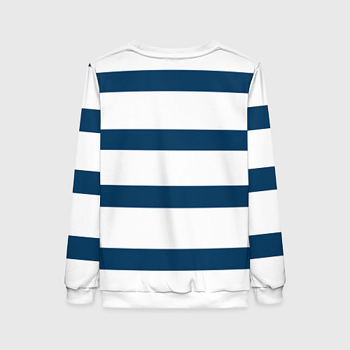 Женский свитшот Бело-синий полосатый узор / 3D-Белый – фото 2