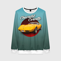Свитшот женский Классический спорткар Chevrolet Corvette Stingray, цвет: 3D-белый