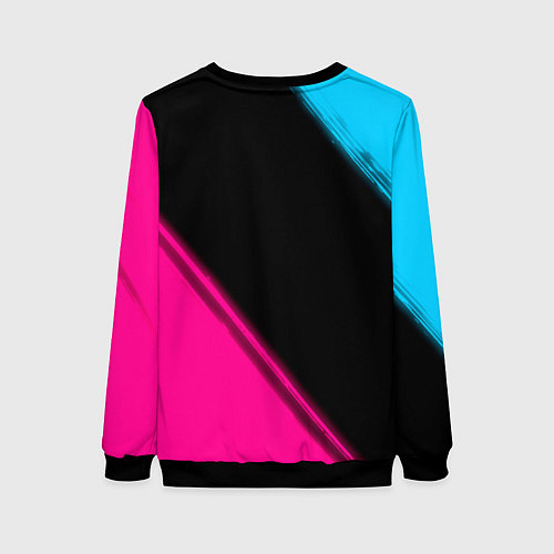 Женский свитшот Tesla - neon gradient: надпись, символ / 3D-Черный – фото 2