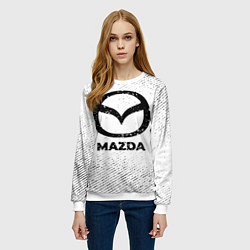 Свитшот женский Mazda с потертостями на светлом фоне, цвет: 3D-белый — фото 2