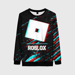 Женский свитшот Roblox в стиле glitch и баги графики на темном фон