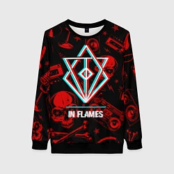 Свитшот женский In Flames rock glitch, цвет: 3D-черный