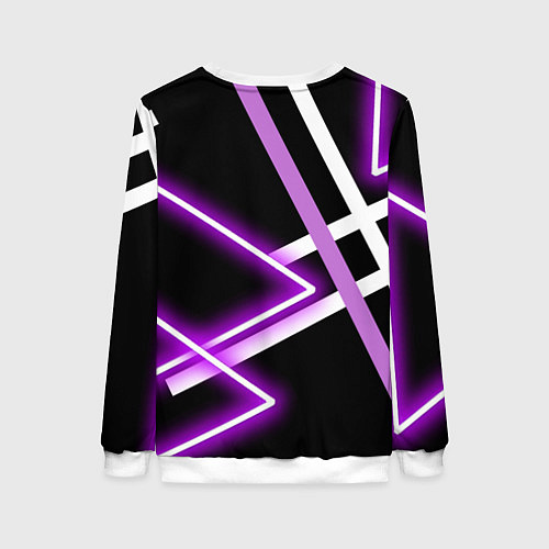 Женский свитшот Фиолетовые полоски с неоном / 3D-Белый – фото 2
