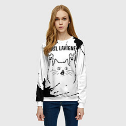 Свитшот женский Avril Lavigne рок кот на светлом фоне, цвет: 3D-белый — фото 2