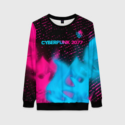 Женский свитшот Cyberpunk 2077 - neon gradient: символ сверху