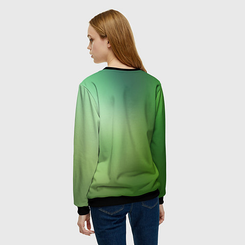 Женский свитшот Рыжий лисенок под лесным дождем / 3D-Черный – фото 4