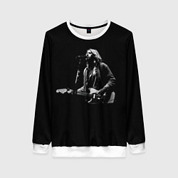 Свитшот женский Курт Кобейн с гитарой, цвет: 3D-белый