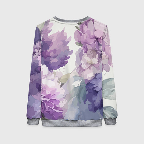 Женский свитшот Сирень и Пионы Акварель / 3D-Меланж – фото 2