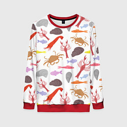 Свитшот женский Морской пейзаж, цвет: 3D-красный