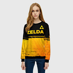 Свитшот женский Zelda - gold gradient: символ сверху, цвет: 3D-черный — фото 2