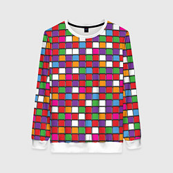 Свитшот женский Color cubes, цвет: 3D-белый