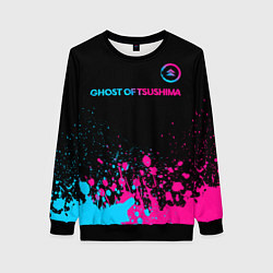 Женский свитшот Ghost of Tsushima - neon gradient: символ сверху