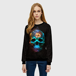 Свитшот женский Космический череп - нейронная сеть, цвет: 3D-черный — фото 2