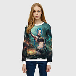 Свитшот женский Arcane league of legends Jinx с пистолетом, цвет: 3D-белый — фото 2