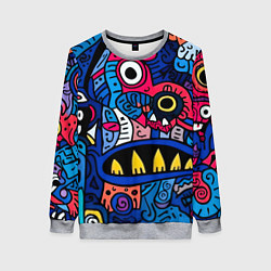 Женский свитшот Монстры в синем и розовом - нейросеть