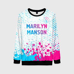 Женский свитшот Marilyn Manson neon gradient style: символ сверху