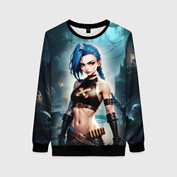 Свитшот женский Jinx arcane League of legends, цвет: 3D-черный