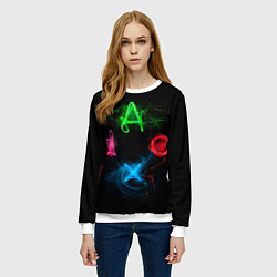 Свитшот женский Кнопки геймпадов, цвет: 3D-белый — фото 2