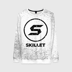 Свитшот женский Skillet с потертостями на светлом фоне, цвет: 3D-белый