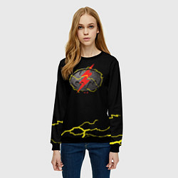 Свитшот женский Flash and Batman logo, цвет: 3D-черный — фото 2