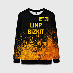 Свитшот женский Limp Bizkit - gold gradient: символ сверху, цвет: 3D-черный