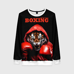 Свитшот женский Boxing tiger, цвет: 3D-белый