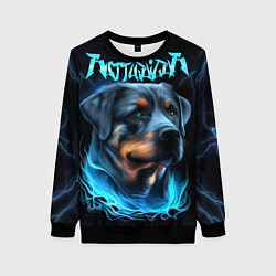 Свитшот женский Rottweiler and lightnings, цвет: 3D-черный