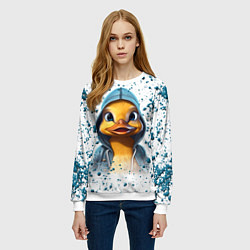Свитшот женский Забавный утенок, цвет: 3D-белый — фото 2