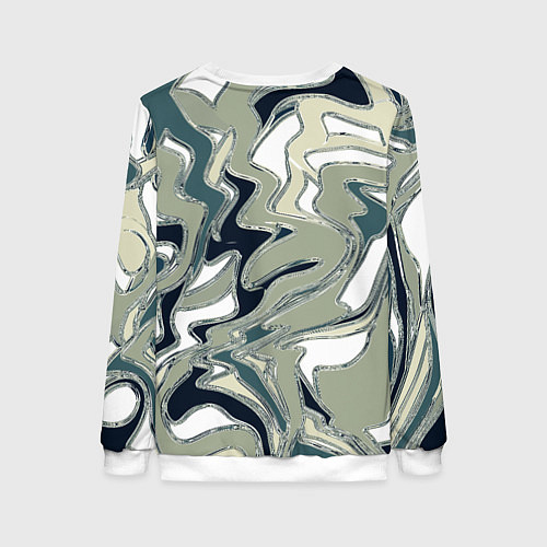 Женский свитшот Абстракция оливковый / 3D-Белый – фото 2