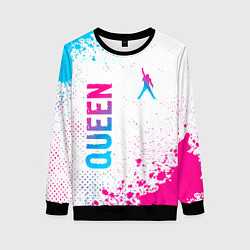 Женский свитшот Queen neon gradient style: надпись, символ