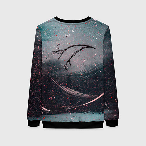 Женский свитшот Белая красная краски и тени / 3D-Черный – фото 2